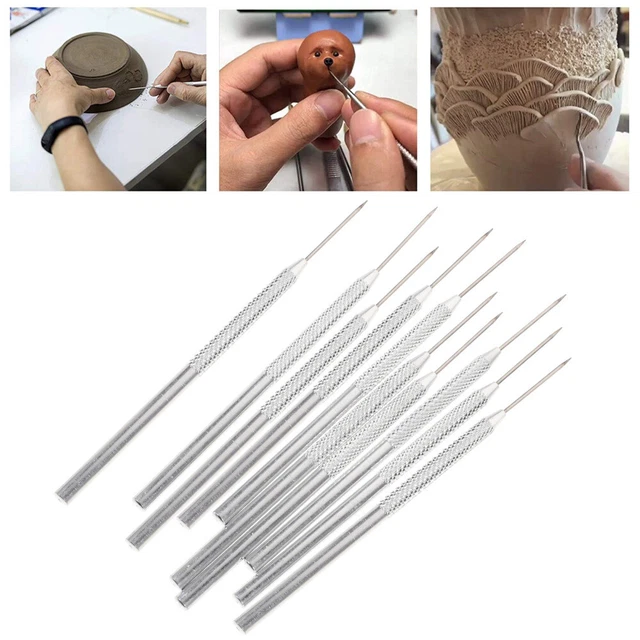 10 PIEZAS Herramientas de detalle de cerámica Barra de raspar bolígrafos de dibujo para varillas de cerámica