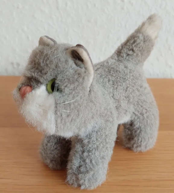 Original Steiff Katze Plüschtier mit Knopf im Ohr Sammlerstück Länge ca. 15 cm