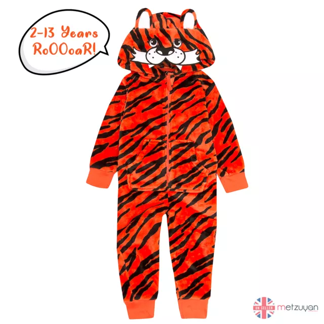 1Onesie Children Infant Kids Tiger Onezee Jumpsuit All In One Playsuit 2-13 Yrs