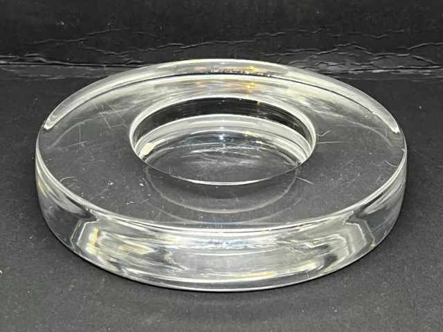 Orrefors Swedish Round Crystal Candle Holder Signed (P 4224-129)