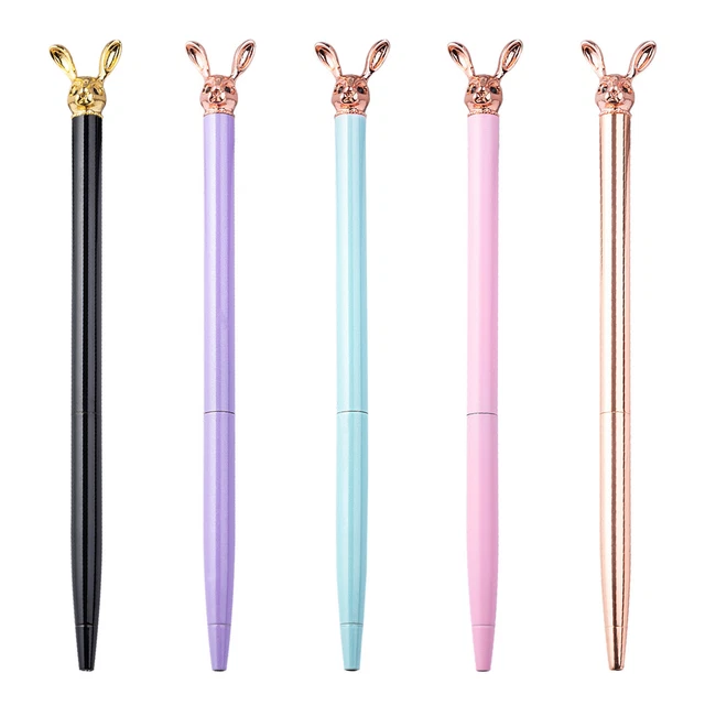 New Korean Fashion Cute Rabbit Metal Pen Metal Ballpoint Pen Custom Rotating Met