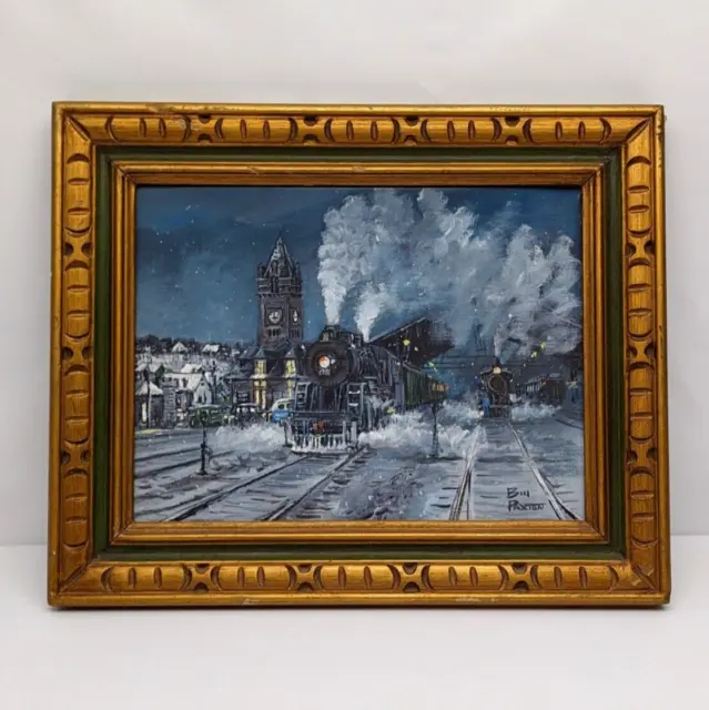1946 Portland Maine Union Train Station Vintage Bill Paxton Painting - Signed