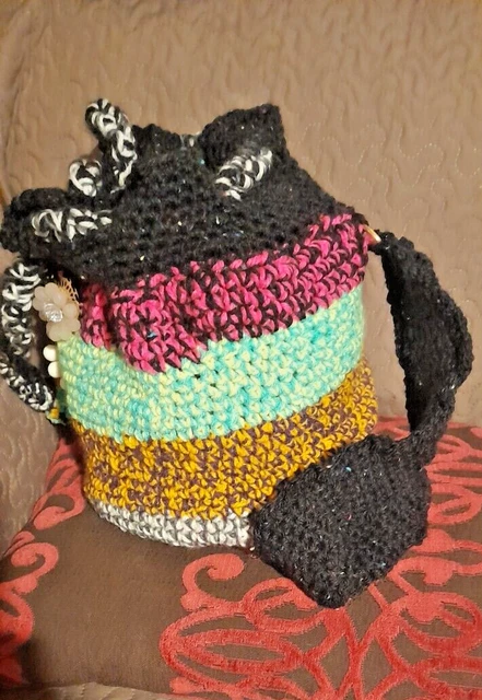 Handmade Crochet Duffel Bag, Boho/Hippy/Festival, Shoulder/Lined