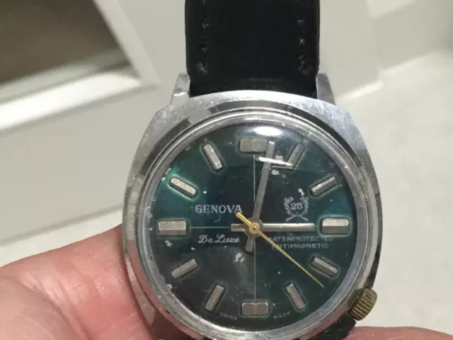 VINTAGE GENOVA 25 Deluxe Swiss Antimagnetic Watch Working But Sold