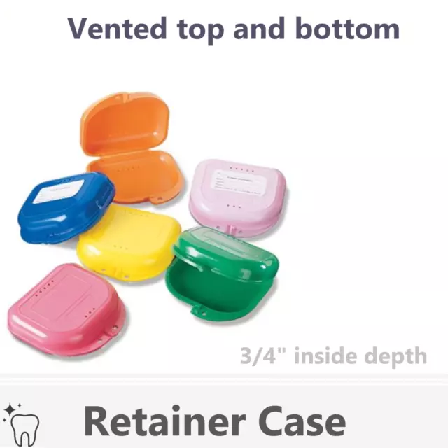 2-200/Pk Sealed Dental Retainer Boxes Denture Case, Mouthguard Case Vented, 1"D