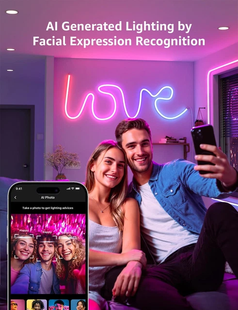 6M SMART NEON Light Strip, Voice & App Control, Music Sync, IP65 ...