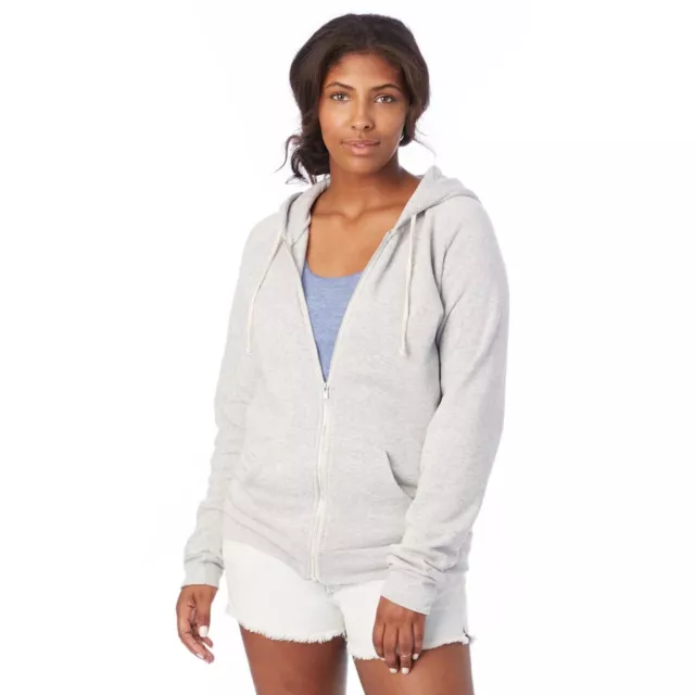 Alternative Apparel Women's Adrian Eco-Fleece Zip Gray Hoodie L89707 Size XXL