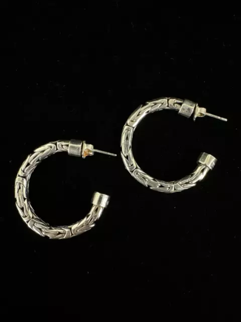 VINTAGE STERLING SILVER Byzantine/Bali Open Hoop Earrings 1” $93.71 ...