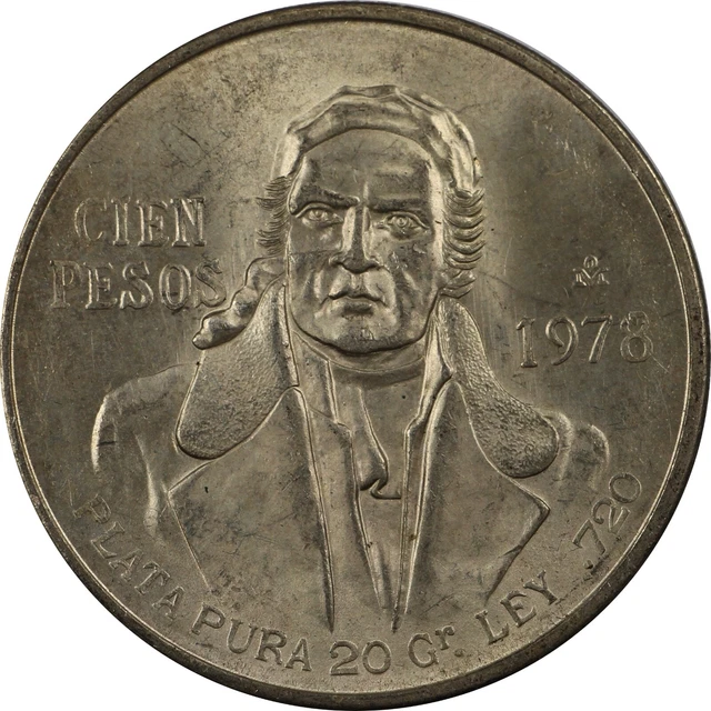 1978 Mexico 100 Cien Pesos Large Silver Coin Choice AU About Uncirculated RC0182