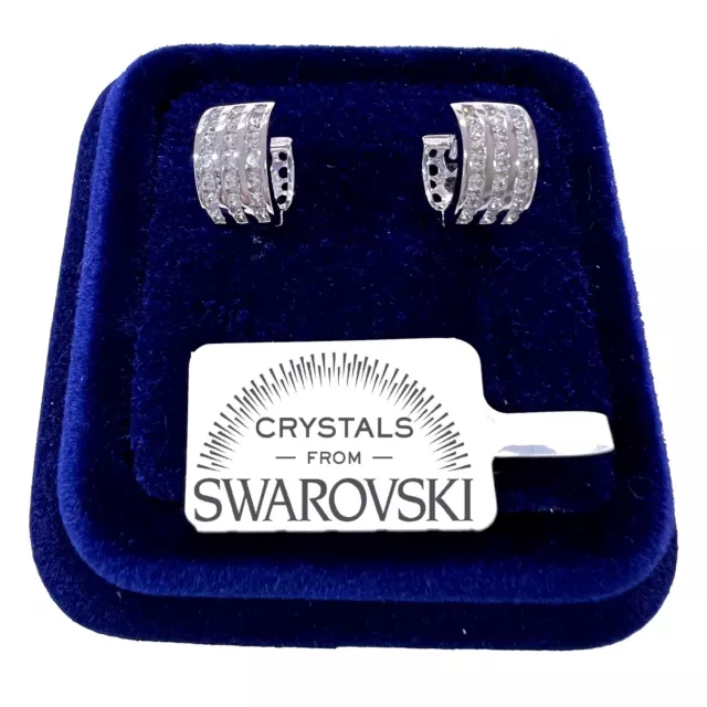 Círculos Pendientes 12mm Pl. Oro Blanco 18K con Cristales de Swarovski Hombre