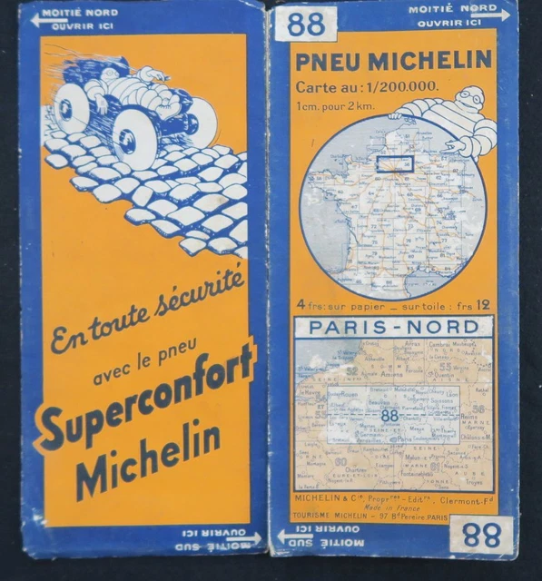 Carte MICHELIN N°94 - Environs De Paris 1947 - Guide Bibendum Ancien