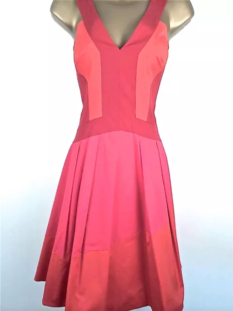 Karen Millen Full Skirt Skater Dress Red Pink Orange ladies UK sizes 6 8 10 12 2