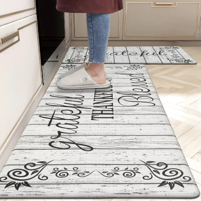 SHACOS 2Pcs Kitchen Mat Cushioned Anti-Fatigue Floor Mat Non-Slip for Kitchen