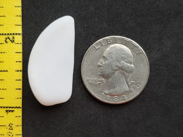 Genuine Beach Sea Glass Surf Tumbled White Milk Solid Snow Frosted Pendant H1