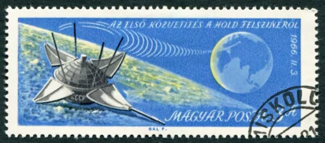 HUNGARY 1966 3fo SG2166 used NG Moon Landing of Luna 9 ##W54