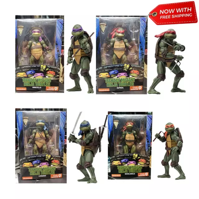 Ninja Turtles 7” Action Figure 4 Pcs Neca Teenage Mutant Statue Gift 1990/Movie.