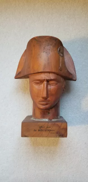 Hand Carved Wood Bust Of Napoleon