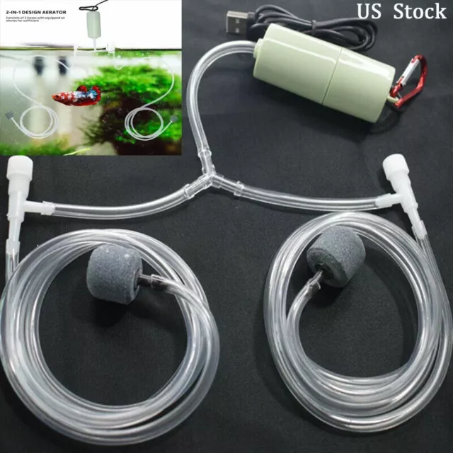 2 in 1 USB Mini Air Pump Water Pump Oxygen Aerator Aquarium Fish Tank Portable