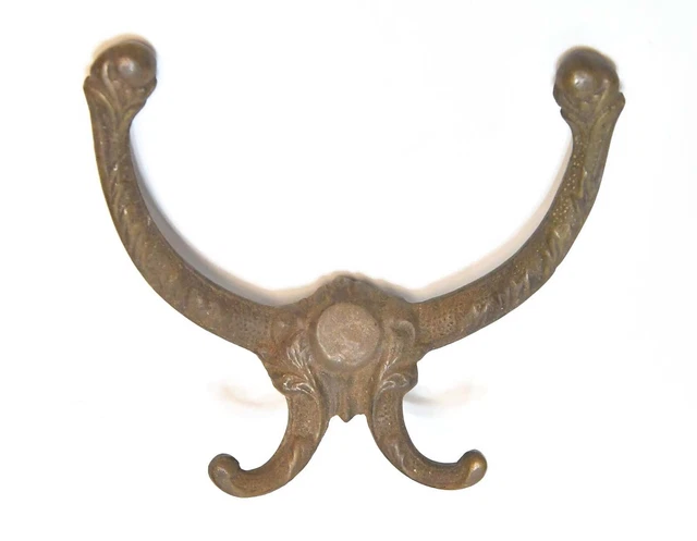Large Matching Victorian Style Brass Wall Mount Hat / Coat Hook 4 Prong