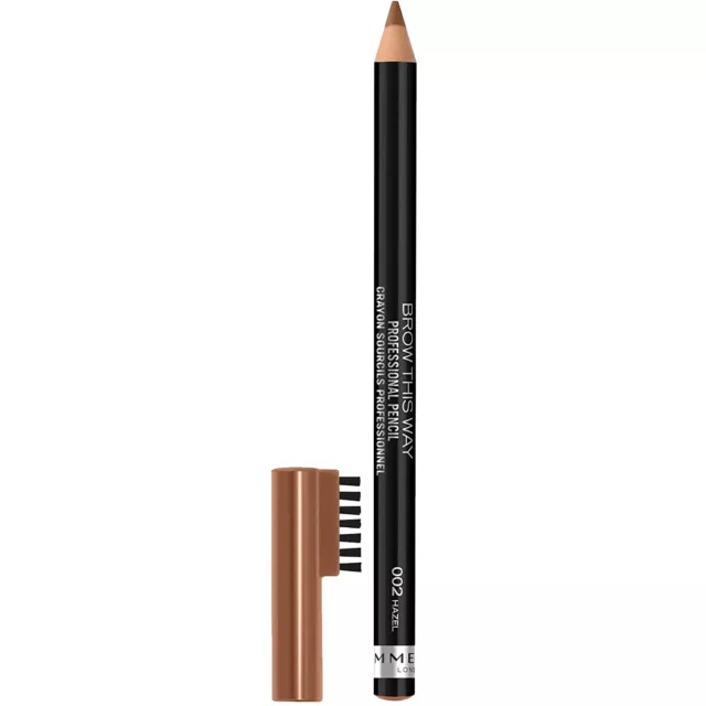 RIMMEL Professional Eyebrow Long Lasting Pencil With Brush Comb - Hazel *6 PACK* 2