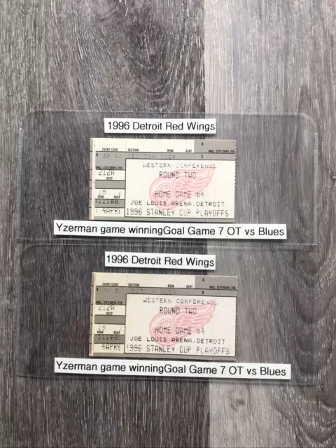 Detroit Red Wings Ticket stubs 1996  - Yzerman Game Wining Goal Game 7 OT Blues