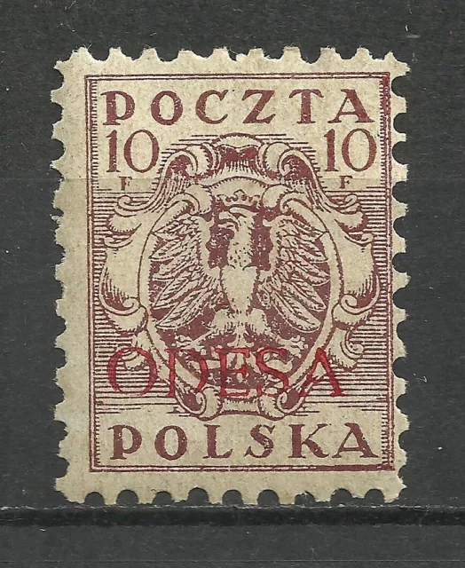 POLAND 1919 ODESSA - ODESA mnh ** SIGNED 10 f RED OVPT