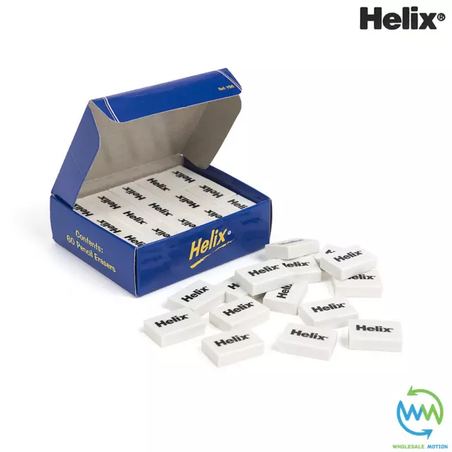 HELIX White Erasers SMALL Economy RUBBER Pencil School Drawing STATIONERY Eraser