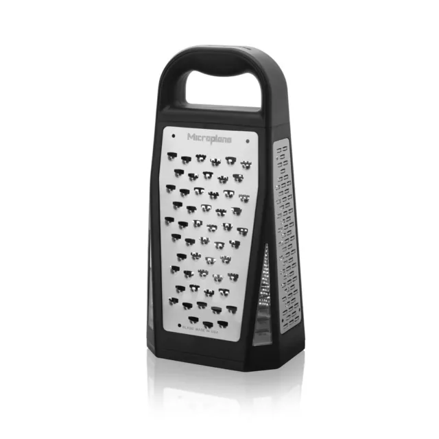 Microplane Elite Kitchen 5in1 Stainless Steel Vegetable/Cheese Box Grater Black