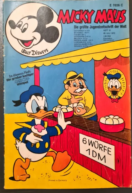 Micky Maus Comic Heft Nr.31 mit SB+GS+Beilage Wimpel 1972 (248