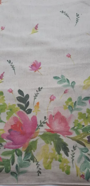 Pink Green Floral Cotton Linen Canvas Table Runner 270x33 cm 🌺🌺🌺