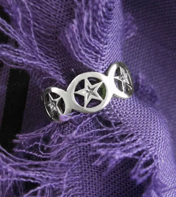 Five Pentacles Toe Midi Pinky Above Knuckle Ring Adjustable Pentagram 925 wh223