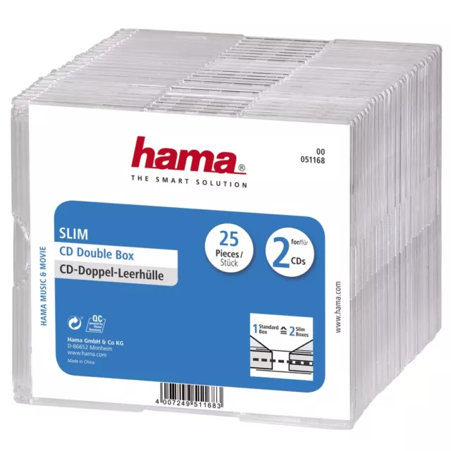 Hama - 51168 CD-Leerhülle Slim Double, 25er-Pack