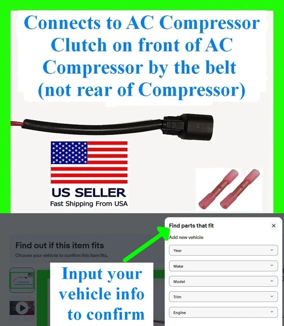 FITS FORD AC Compressor Clutch Connector Plug Pigtail Harness Air ...