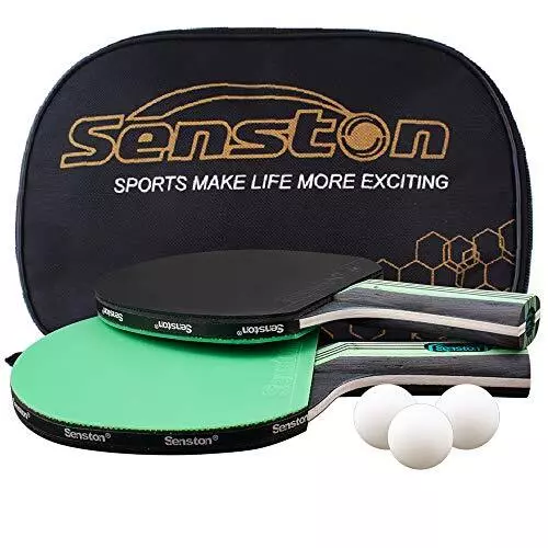 Senston Table Tennis Bats 2 Player Set, Ping Pong Paddle Set with Racket Case