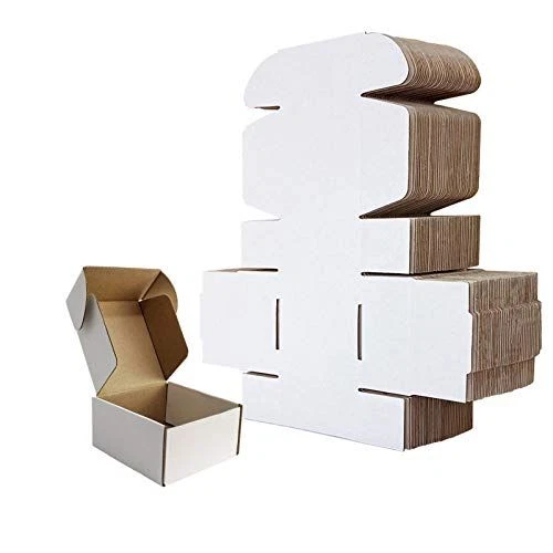 RLAVBL Small Shipping Boxes 4x4x2 Inches White Corrugated 4x4x2,