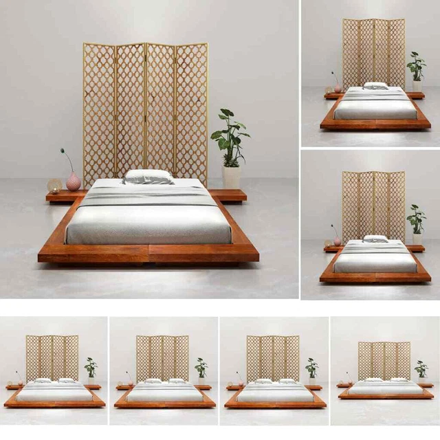SOLID ACACIA WOOD Japanese Futon Bed Wooden Single Bed Multi Sizes