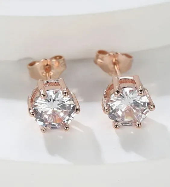 18K Rose Gold Filled Stud Crystal Earrings Made With Swarovski Crystals Rg58