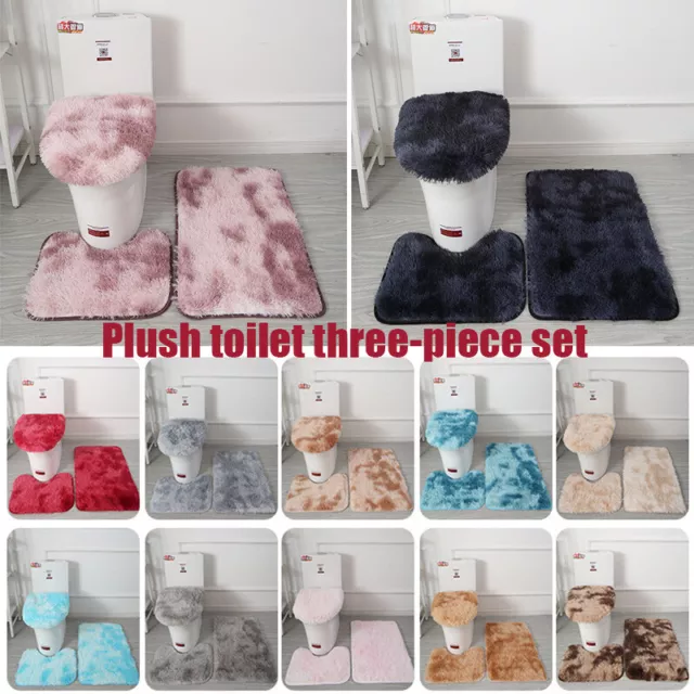 3Pc Badezimmer Rutschfest Teppich Set Podest + Deckel Toilettensitz + Bade Mat ￢