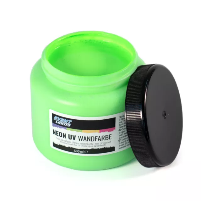 Neon UV Wandfarbe 500 ml GRÜN - Schwarzlicht Farbe - UV Leuchtfarbe