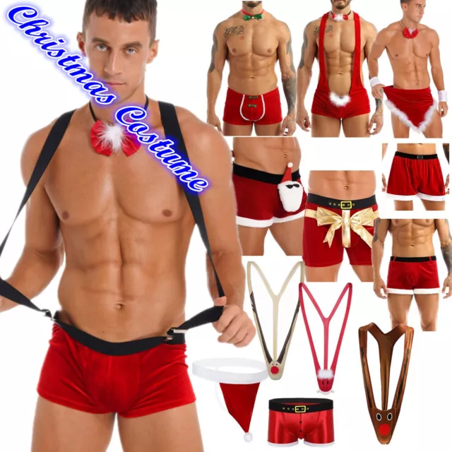 Sexy Herren Weihnachten Mankini Tanga Neuheit Unterwäsche Kostüm Cosplay Party Kostüm