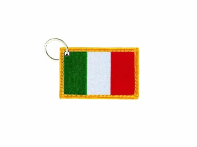 Keychain keyring embroidered embroidery patch double sided flag italy italian