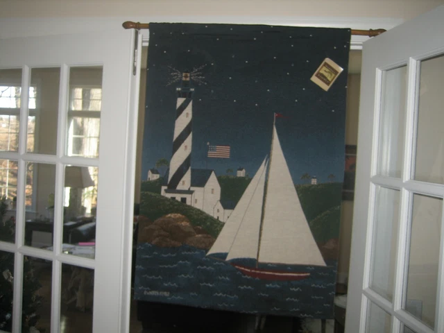 Coastal Breeze Lighthouse Sailboat Tapestry Wall Hanging - Artist, Warren Kimble