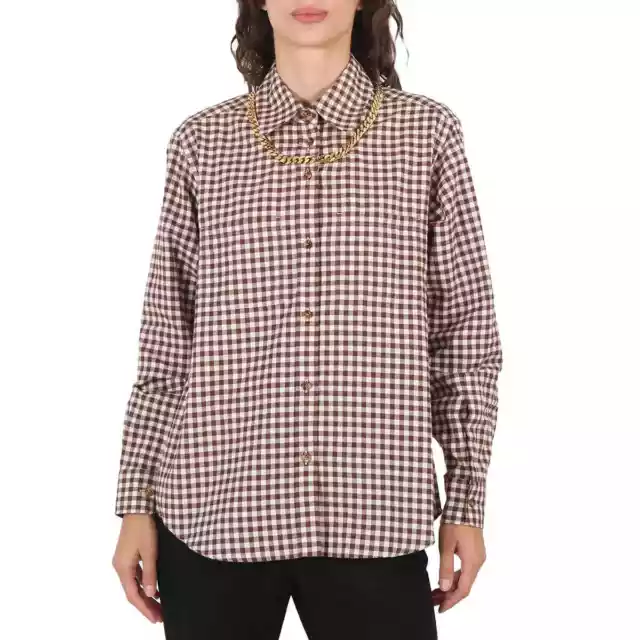 Burberry Gingham Cotton Check Chain Detail Shirt