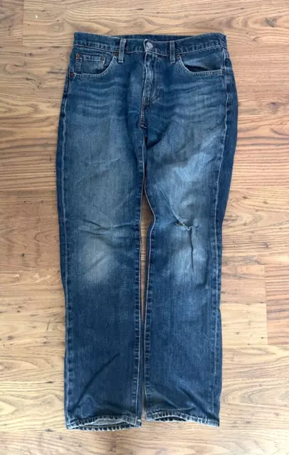 Jeans Levi's Premium 511 W30 L30 blu gamba dritta aderenti effetto invecchiato strappati