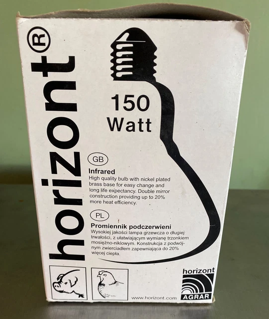 Horizont 150w/230V heat lamp bulb E27 123mm white