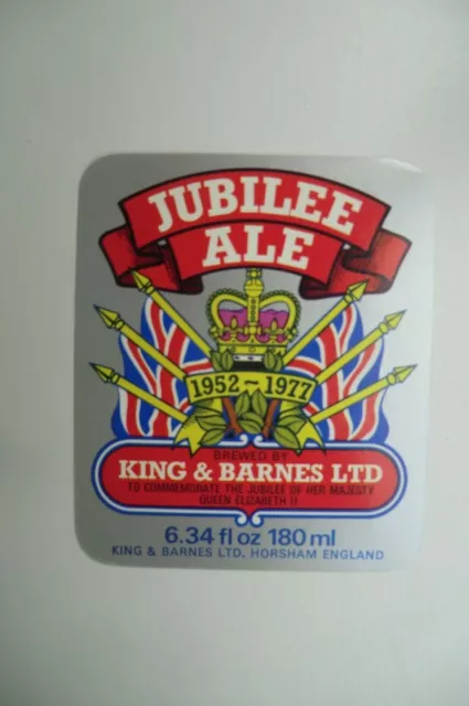 Mint 1977 King & Barnes Horsham Jubilee Ale Brewery Beer Bottle Label