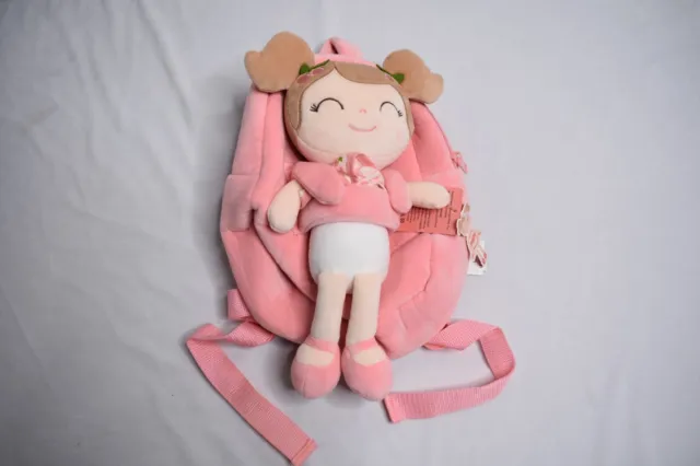 Gloveleya Toddler Backpack Baby Girl Plush Doll Diaper Bag with Spring Dress NWT