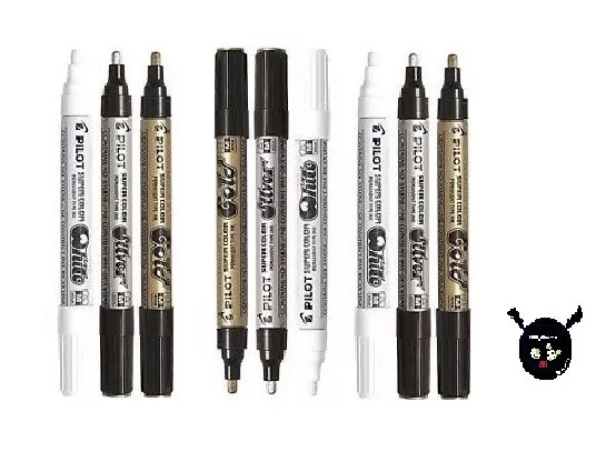 Pilot Super Color Marker Pen Extra Fine Metallic Paint Pen Gold Silver  White