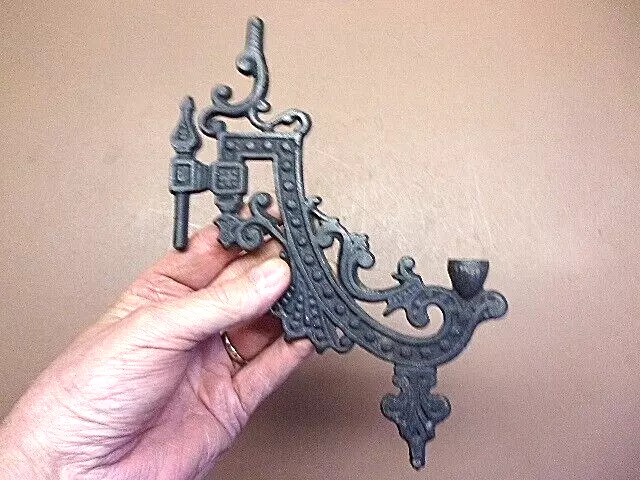Antique Ornate Cast Iron Oil Lamp Bracket 6 1/2" x 9" PART ONLY As Shown LQQK!