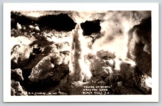 Real Photo Postcard~Black Hills SD~Tower Of Babel In Crystal Cave~RPPC